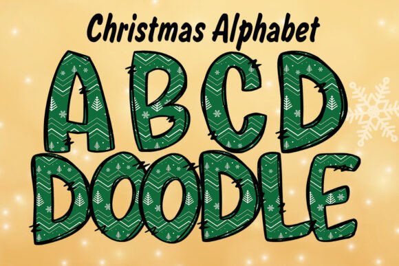 Christmas Alphabet Green Clipart Doodle Review