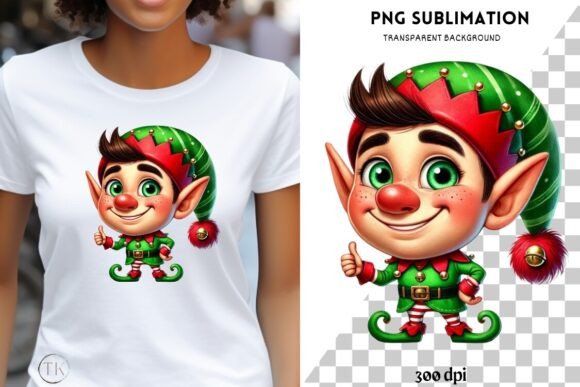 Christmas Elf Sublimation PNG Digital Review for Illustrations