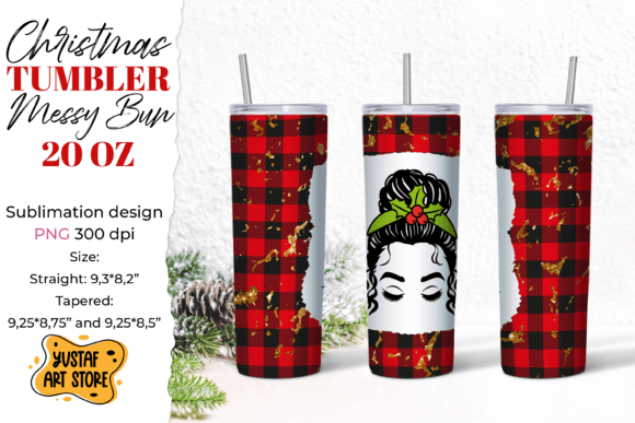 Christmas Messy Bun Tumbler Sublimation: Illustrations for Modern Branding