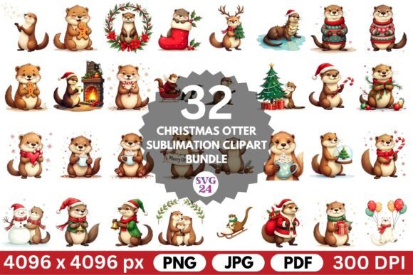 Christmas Otter Sublimation Clipart Set Review