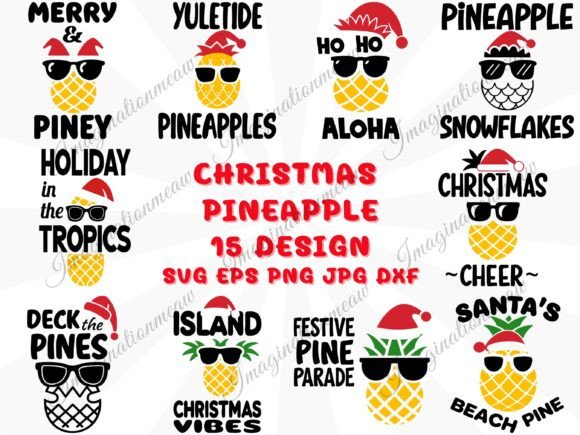 Christmas Pineapple SVG Tropical Holiday Illustrations Review
