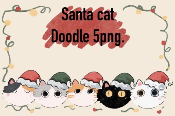 Christmas Santa Cat Doodle Illustrations Review