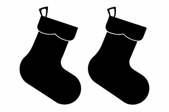 Christmas Stockings Vector Silhouette Bl Review for Illustrations