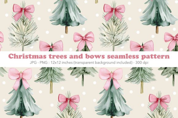 Cute Christmas Tree Bow Digital Paper Review: Illustrations for Branding
