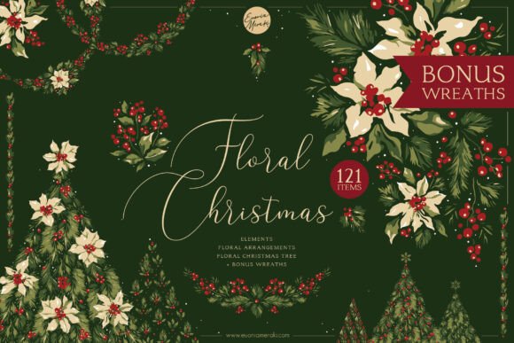 Floral Christmas in Classic Style: Essential Illustrations for Editorial Publishing