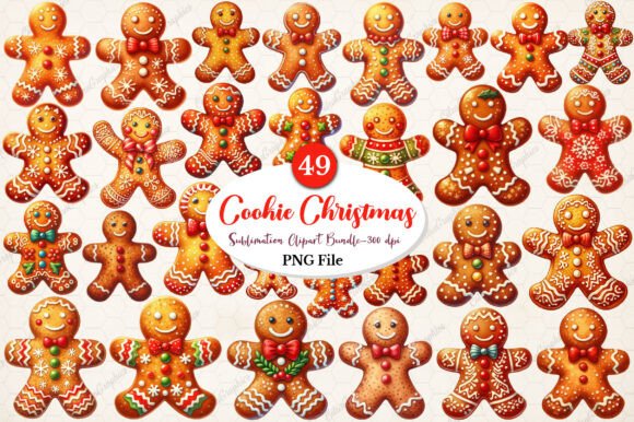 Gingerbread Cookie Christmas Clipart and Illustrations