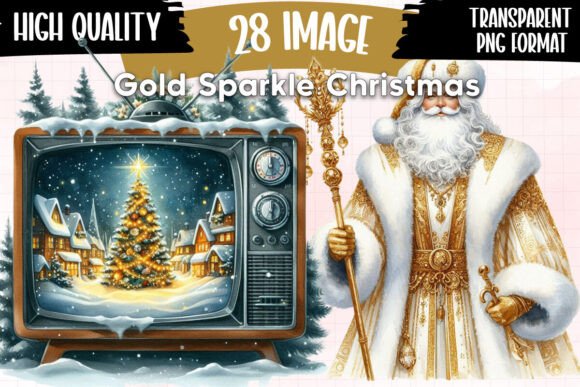 Gold Sparkle Christmas Clipart for Illustrations