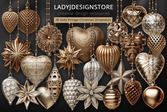 Gold Vintage Christmas Ornaments