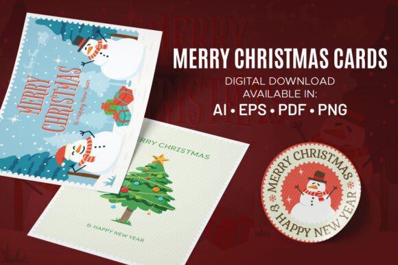 Merry Christmas Cards Collection: Illustrations for Small Business Branding