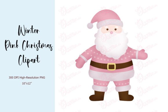 Pink Christmas Santa Claus Clipart PNG for Illustrations