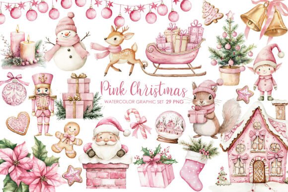 Pink Christmas Watercolor Clipart: A Seller’s Review for Illustrations