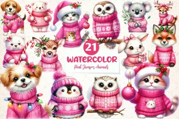 Pink Jumper Animals Christmas Clipart: A Creator’s Review for Illustrations