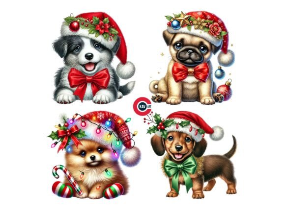 Playful Christmas Puppy Clipart