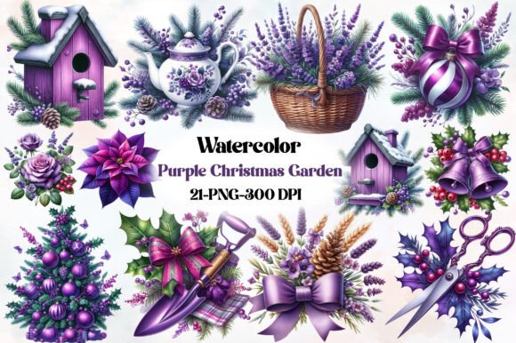 Purple Christmas Garden Clipart: A Designer’s Review for Illustrations