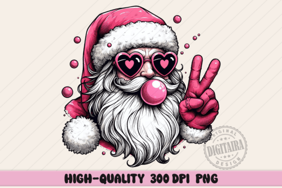 Retro Santa Christmas Blowing Bubble PNG Review