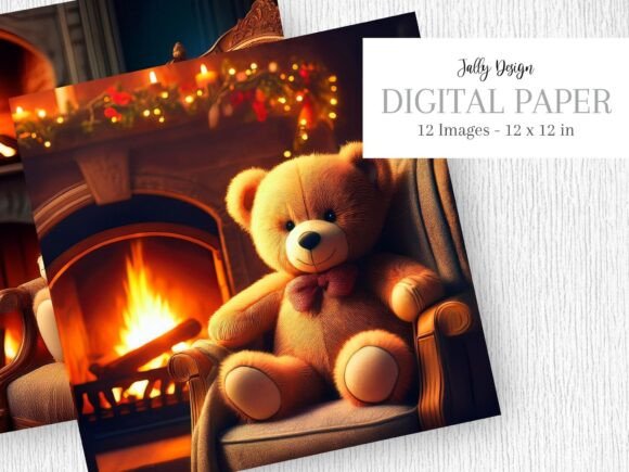 Teddy Bear Besides a Christmas Chimney