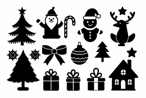 Vector 10 Christmas Cookies Icons Silhou: Seasonal Illustrations for Local Branding