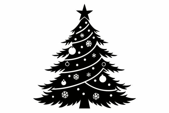 Vector Christmas Tree Silhouette Black I