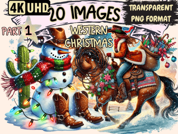 Western Christmas Clipart P1: Illustrations for Handmade Sellers